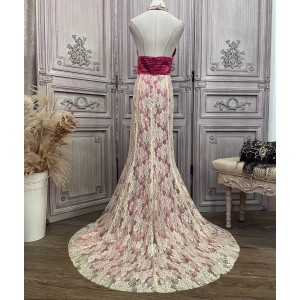 Fábrica de confección de vestidos largos y elegantes de encaje para mujer