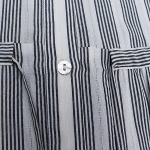 Sträif gedréckt Lapel Single-Breasted Shirt Kleed