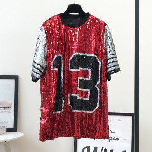 Vakasununguka Digital Tee Sequin Pullover Pamusoro Baseball Jersey