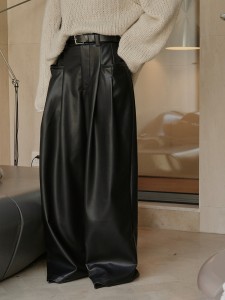 Loose Leather Design Ng Ladies Pants Manufacturer
