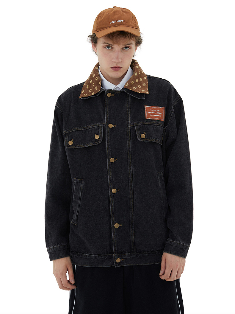 Yakasununguka Vintage Rudzi Kuvharira Denim Jacket