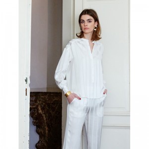 Široka pidžama dizajn V-izrez 2-dijelni komplet ženski svila