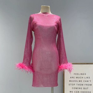 Ang Luho nga Feather Mesh Diamond Dress Vendor