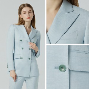 Manager Double Breasted Blazer Wurk Suit 2 Piece Set