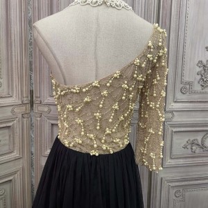 Netting Beading One Shoulder Formal Dress ບໍລິສັດ