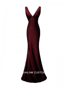 ສີແດງ Satin Silk ODM Silk Evening Dresses Supplier