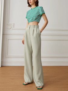 Distribuidores de Pantalones anchos de cintura alta verde claro
