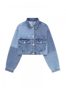 Patchwork Button Denim China Femei Trench Coat Company
