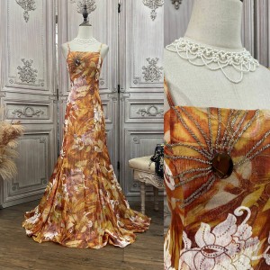 プリントフロアレングスのベストエレガントドレス Ladies Factorys