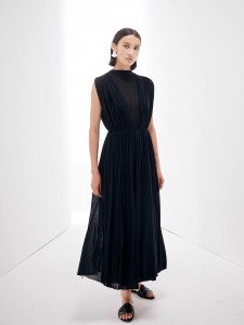 Nařasené černé francouzské Elegance velkoobchodní Maxi šaty