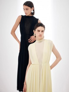 Nařasené černé francouzské Elegance velkoobchodní Maxi šaty
