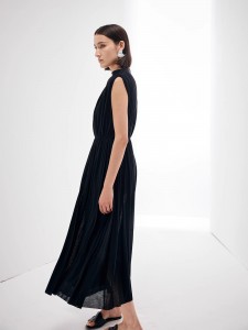 Nabrane crne francuske elegancije veleprodajne maksi haljine