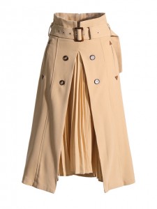 Pleasted Pstchwork Belt Casual Custom Skirts