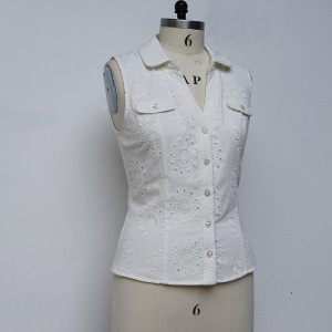 Sleeveless White Denim Waistcoat Trend Casual Solid Colour Thin Coat