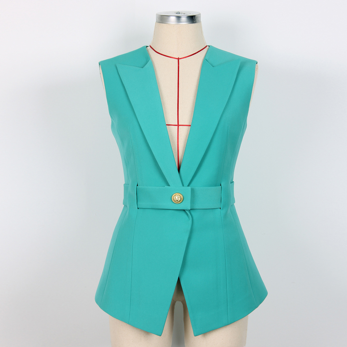 Solid Color Belted Work Bespoke Suit Design