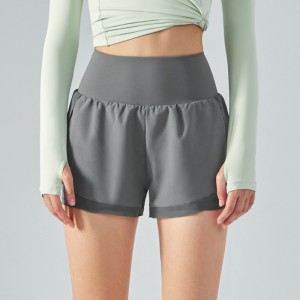 Shorts falsos de dúas pezas de secado rápido de Sports Fitness Yoga