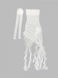 Strapelss 섹시한 꽃무늬 커스텀 로고 드레스