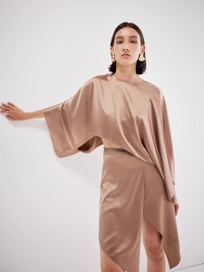 Satin Large Wide Sleeve Design Top Female Clothing Brands