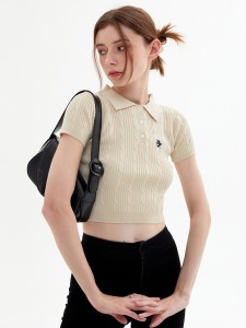 Vintage Twist Knit Sleeve kurt T-Shirt Polo Top