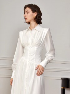 თეთრი პერანგი Irregularity ქალთა კაბა დიზაინერები