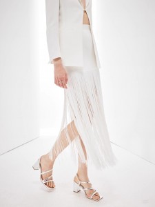White Tassel Elegance Wholesale Skirt