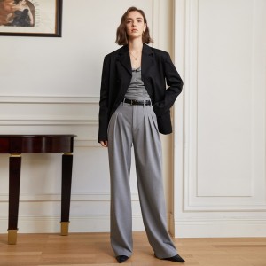 Προσαρμοσμένο ψηλόμεσο casual φαρδύ παντελόνι γυναικείο κοστούμι