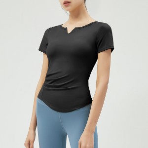 Camiseta de ioga para corrida apertada com almofada no peito
