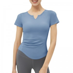 Camiseta de ioga para correr axustado con almofada para o peito