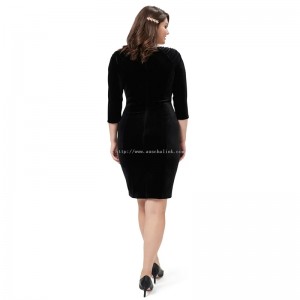 Ženska crna baršunasta haljina velike veličine