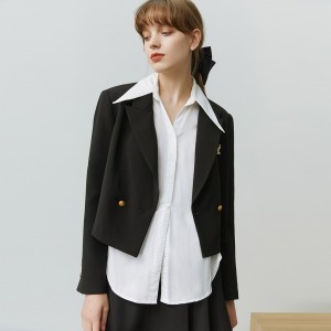 Áo blazer thông thường màu trơn tùy chỉnh cắt ngắn