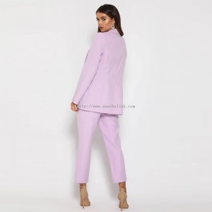 Purple Career Office Work Blazer 2-Piece Suit For Women