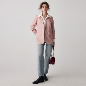 Ροζ ραφές Fake 2 τεμαχίων πουκάμισο blazer σχέδιο για γυναίκες