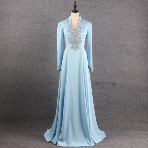 blue Beading ODM Formal Wrap Dress მწარმოებელი