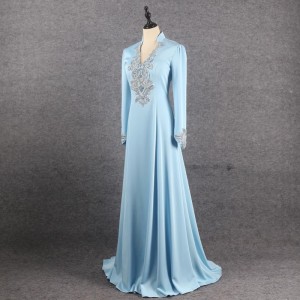 plava Beading ODM formalna haljina na omot