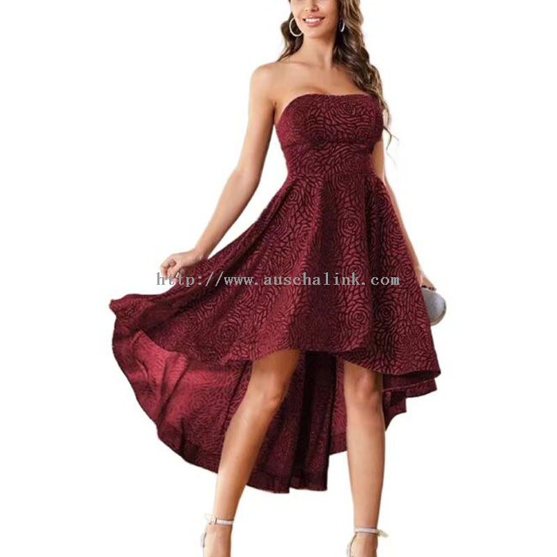 Crvena Elegantna loptasta haljina bez rukava bez leđa i šljokica