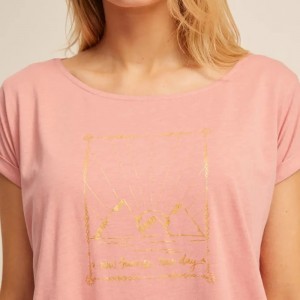 Różowa, bambusowa koszulka do karmienia kobiet z krótkim rękawem