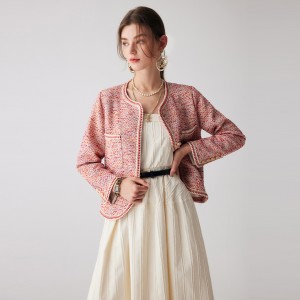 Custom French Tweed Top Jaket Long Sleeve Short Coat