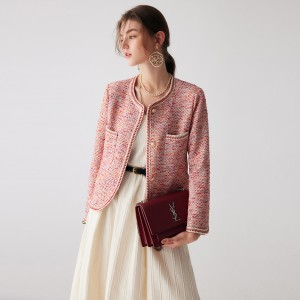 Casaco curto de manga comprida com top de tweed francês personalizado