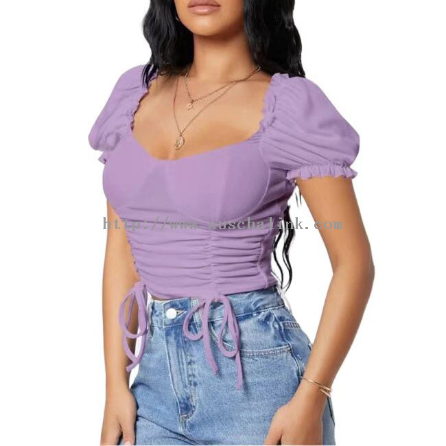 Top tričko Purple Crop s krátkym rukávom