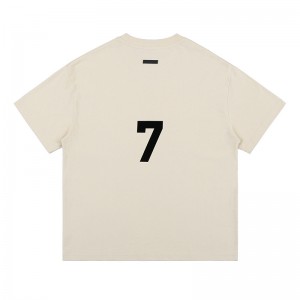 Camiseta de manga curta flocada número 7 con logotipo personalizado