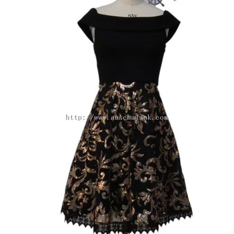 Sequins High Waist Flared Elegant Evening Dress Vakadzi