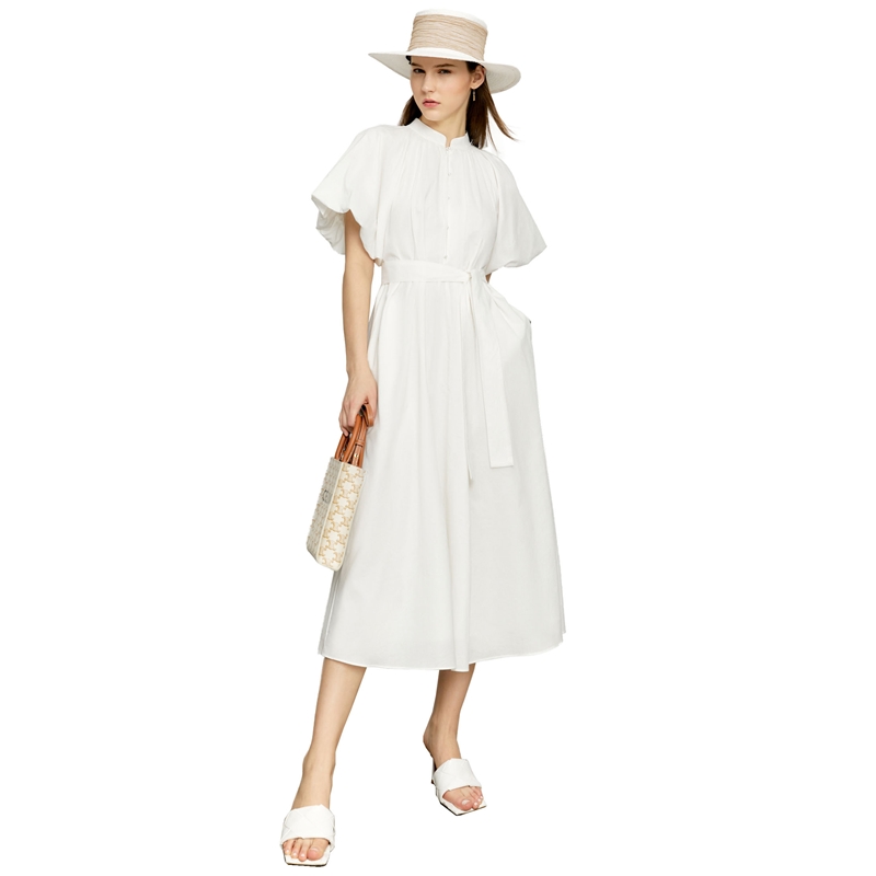 Жіноча біла сукня з пуховими рукавами