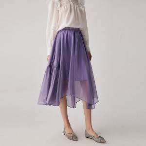Elegantiškas prancūziškas netaisyklingos A linijos sijonas aukštu juosmeniu