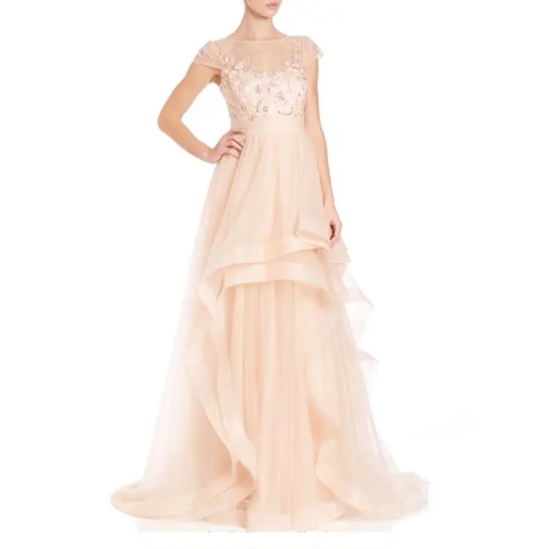Абрикосовое элегантное длинное платье подружки невесты