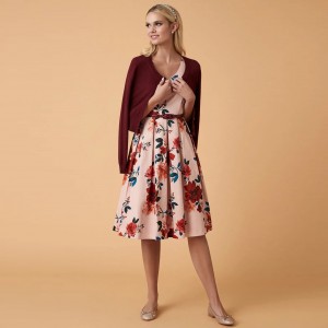Վարդագույն էլեգանտ պրինտով վարդ պարող զգեստ