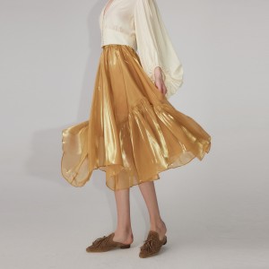 Fransk elegant oregelbunden A-line kjol med hög midja