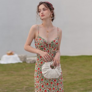 Vintage bloemen halter strandvakantie jurk