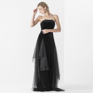Француски старински бустиер црне баршунасте прозирне хаљине