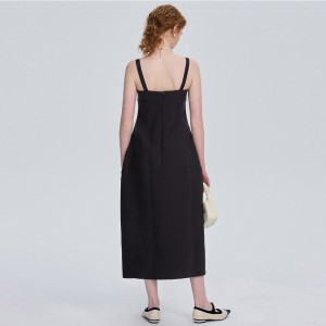 Fransk svart hängslen elegant klänning