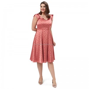 Red Polka-Dot Print Elegant Dress Woman